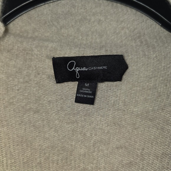 AQUA Cashmere Draped Open Front Cardigan Sweater Size M Wheat Long Sleeve Knit - Picture 5 of 10